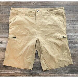 Gerry Mens Size 38 Brown Beige Flat Front Casual Cargo Shorts